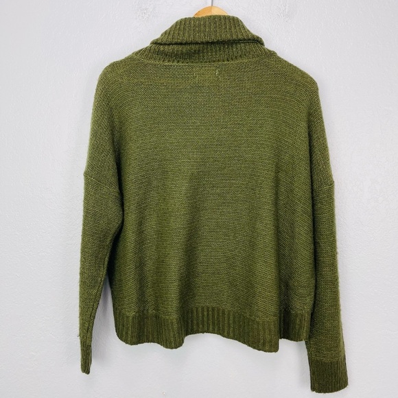 PooF Apparel Dark Green Turtle Neck Loose Crop Cable Knit Sweater Top - Picture 5 of 7
